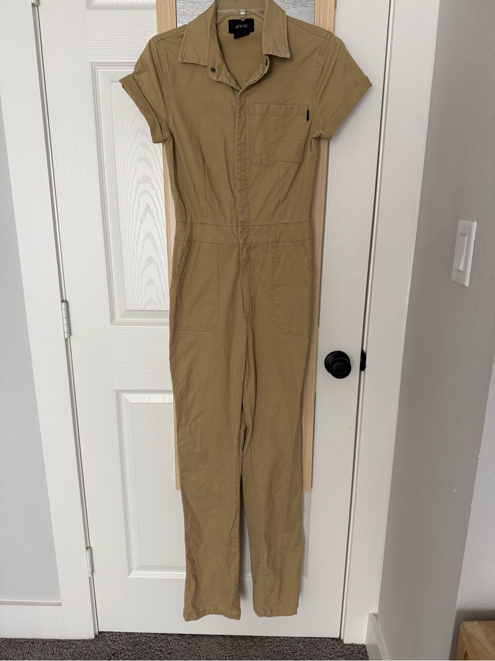 ATWYLD Utility Short-Sleeve Pitcrew Jumpsuit in Tan
